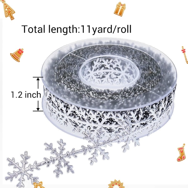 2 Snöflinga Bandspets, Pailletter Trim Band Julfirande