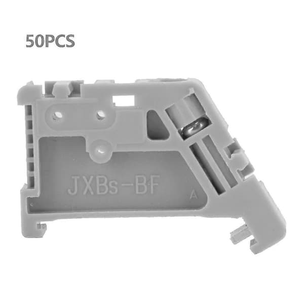 50 stk. 35 mm DIN-skinne Terminalblok Endestop Monteringsclips Grå (Model 13)