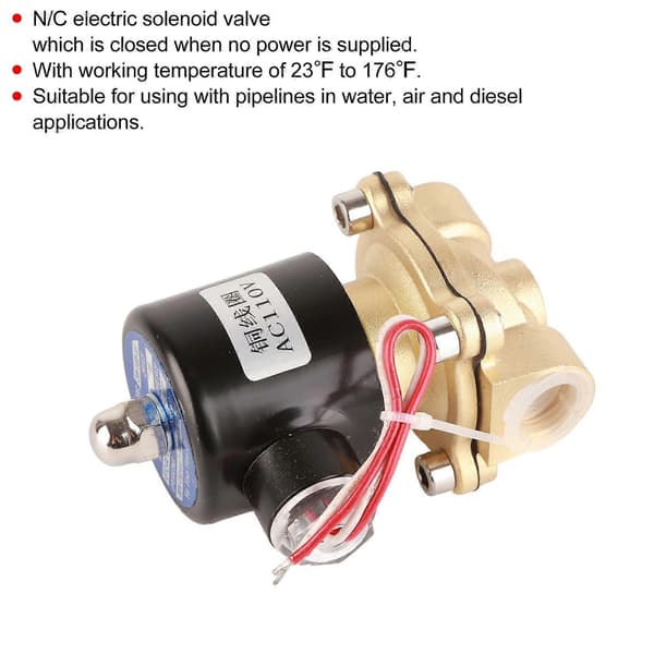 AC110V Messing Elektrisk Magnetventil 1/2in NPT Normalt Lukket til Vand Luft Gas Diesel
