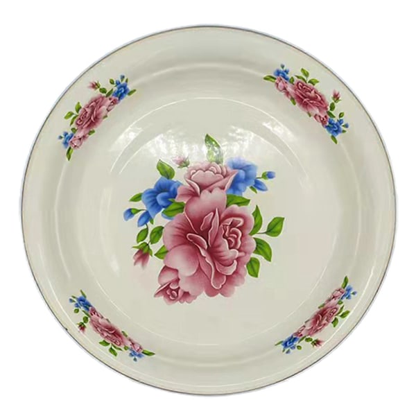 Tallrik Porslin Stor Kapacitet Blomstermönster Elegant Förrätt Matservering Emaljerad Skål Köksartiklar D
