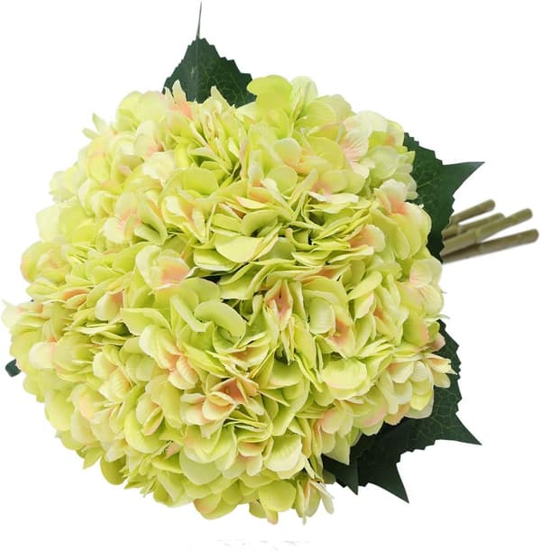 Grønn 3 stk Kunstig Hortensia Blomst Enkelt Lang Silke Stilk 6.