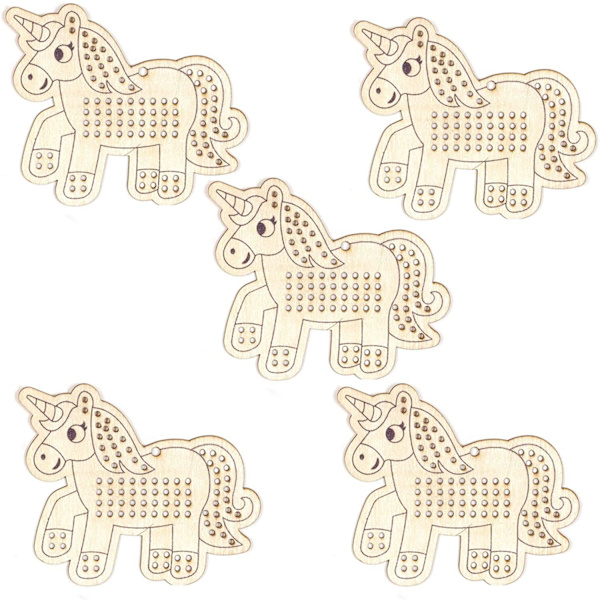 Enhörning Korsstygn Dekorationskit (5-pack) - Kreativa Hobby
