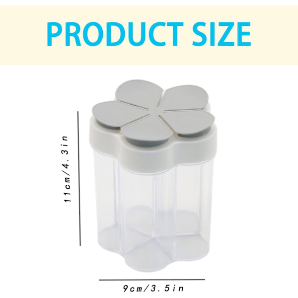 2-pack 5-i-1 Kryddburkar med lock, transparenta plastkryddburkar för K