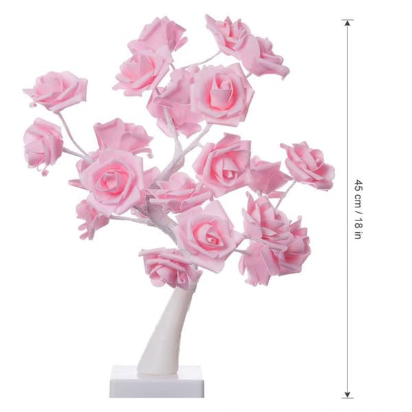 LED Bordlampe Lys Rose Blomst Tre