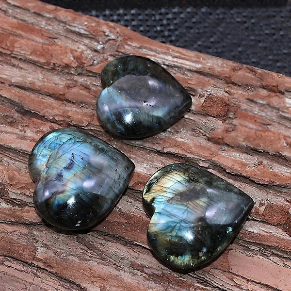 Hjerteformet Månestein Labradoritt Helbredende Kvarts Faux Edelsten Smykkeanheng 30-35mm