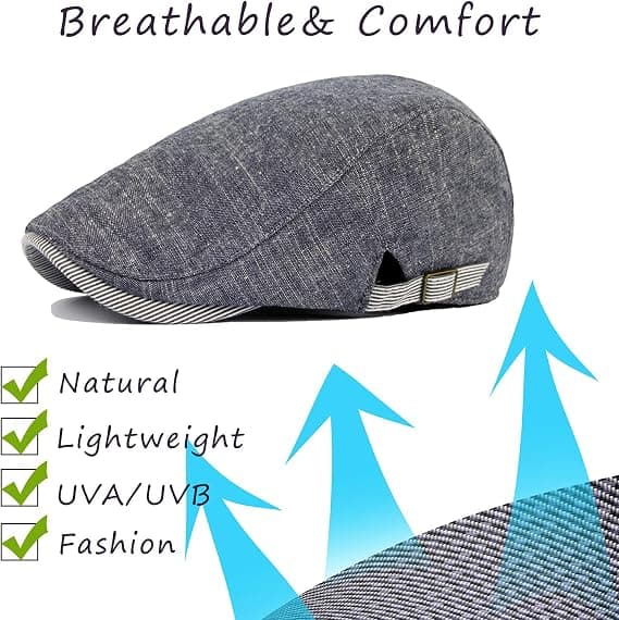 Hatt for menn, flat beret, sommer, justerbar, flat newsboy-hatt med visir