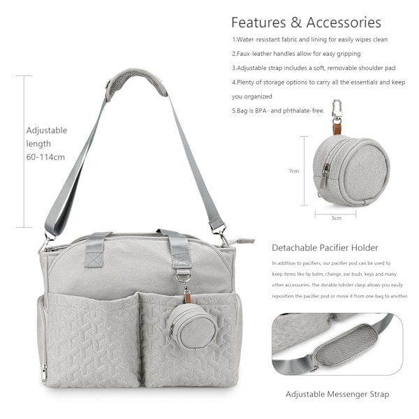 ##/Lysegrå babytaske brystpumpe taske##/