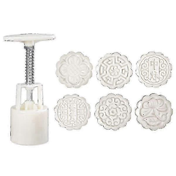 50g Månkakform 6 Blomstämplar Cylinder Månkaka Handtryck Bakform Gör-det-själv