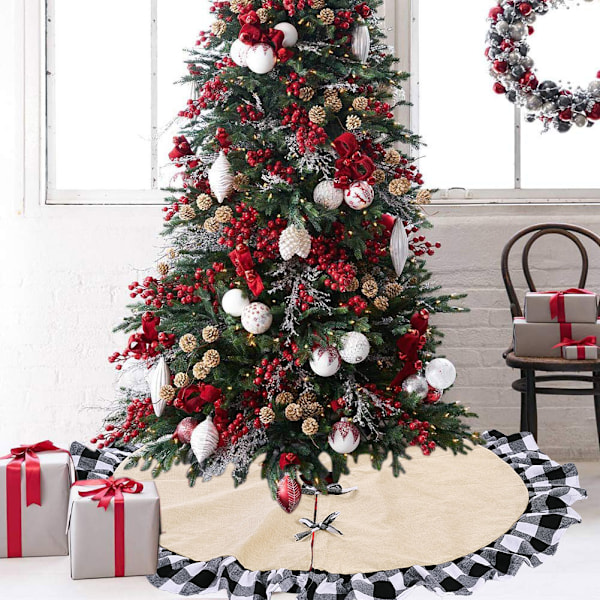 ##/Gingham linned juletræsskørt - Sort og hvid 120cm, Chris##/