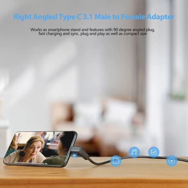 2 kpl USB-C tyypin C uros-naaraskytkin 90 asteen kulmassa ylöspäin