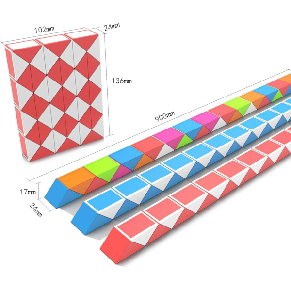 1 Förpackning (Röd) Magic Snake med 48 Block, Magic Snake Cube Twist P