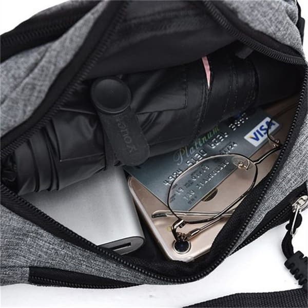 ##/Grå multifunktionell midjeväska, sport crossbody väska##/