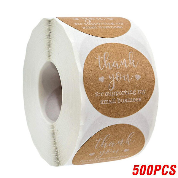 &500 Pcs/roll round kraft paper label sticker thank you hand made with love heart stickers for scrapbook stationery sticker&