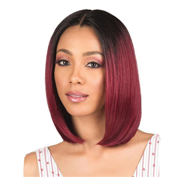 Fashion Idol Hodebåndsparykk Bob Dame Parykk (Svart Gradient Burgun