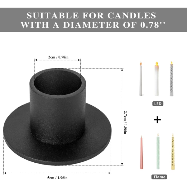 4 Pcs Black Candle Holders Retro Candlestick Holder Farmhouse De