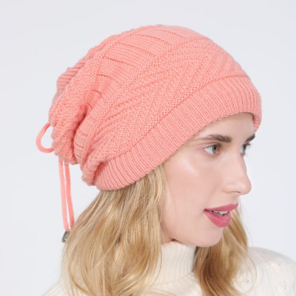 ##/Stickad mössa med pompom, hjortfläta, vintermössa, flätad mössa med hål##/