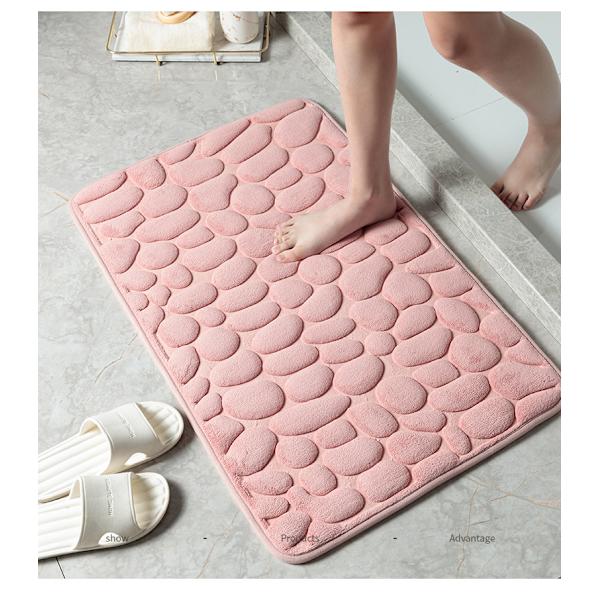 Rosa 50*80cm Halksäker Skum Badmatta, Absorberande Maskintvättbar