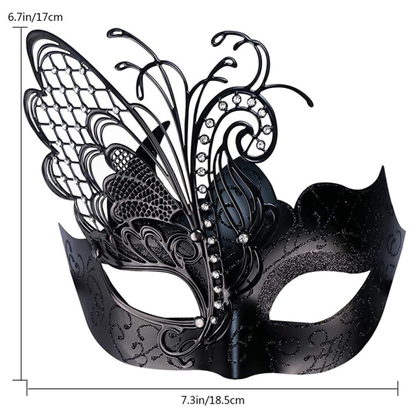 Metall smijern sommerfugl Rhinestone Mask (blå) for Masquera