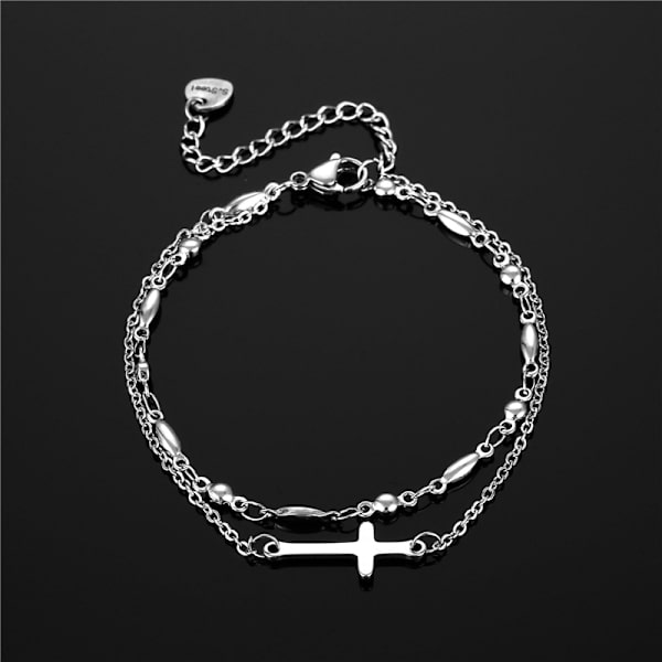 ##/2 Religiöst Korsarmband i Sterling Silver för Kvinnor Klassisk Dopgåva till Syster Mor Mormor Dotter##/