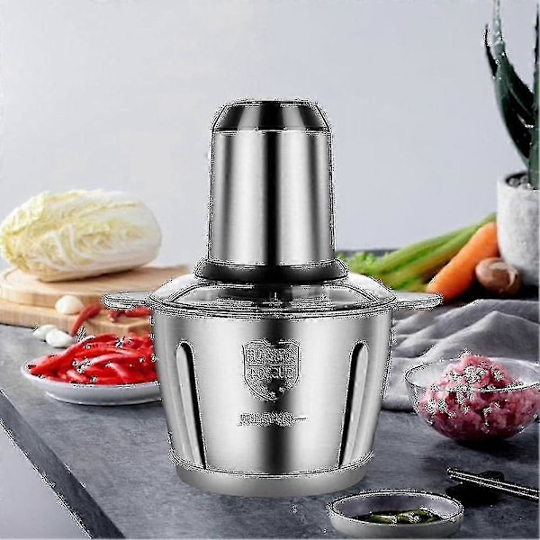 Kødhakker 2l Rustfrit Stål Elektrisk Foodprocessor Blender Mixer Maskine Til Køkkenfrugter