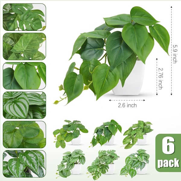 ##/Briful Sæt af 2 Små Kunstige Planter i Keramikpotte Falske Planter##/