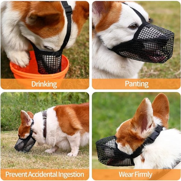 Hundemaske i mykt nylon (Svart, M) - Justerbar pustende maske