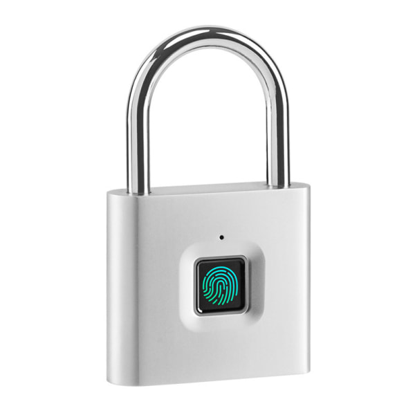 #Fingeravtryckslås 1 stycke Silver Bärbar Lås upp Smart Lock Nyckellöst biometriskt lås för ryggsäckar Cyklar Skolskåp Gym Skåp etc.#