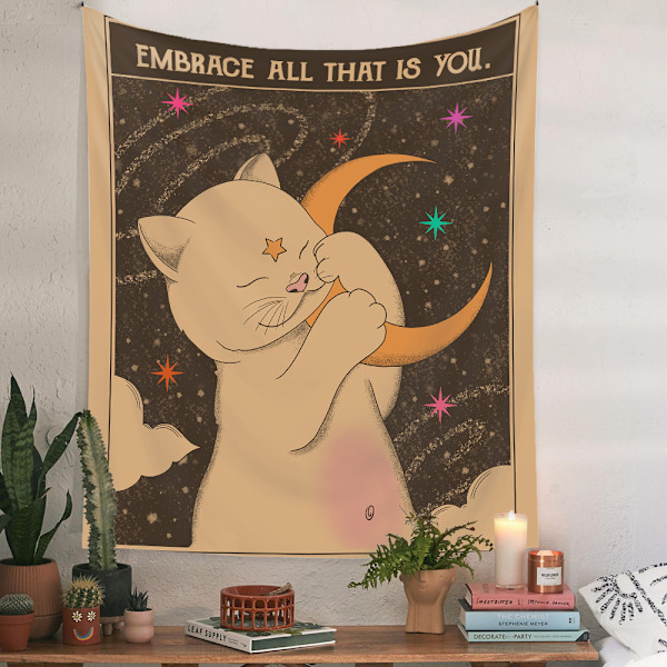 ##/150×200cm Väggbonad med kattmotiv - Katter, Dekorativ väggbonad,##/