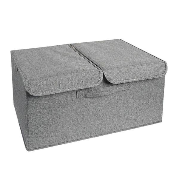 Opbevaringskasse til tøj med støvtæt låg, foldbart design, stor kapacitet, legetøj, tæpper, opbevaringskurv med forstærkede håndtag L