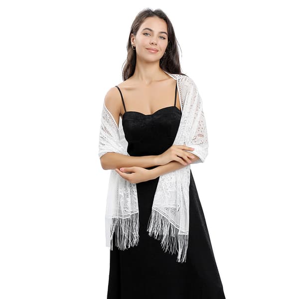 ##/Siden sjal halsduk kvällsklänning chiffong halsdukar poncho damer elegant fransar##/