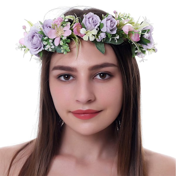 Hårband blomsterkrans sommaräng rosor 1 st