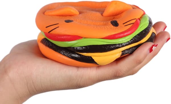 3-pak Hamburger Katt Myke Lekefigurer 3D Squishy Lekefigurer Stressavlastning Klem