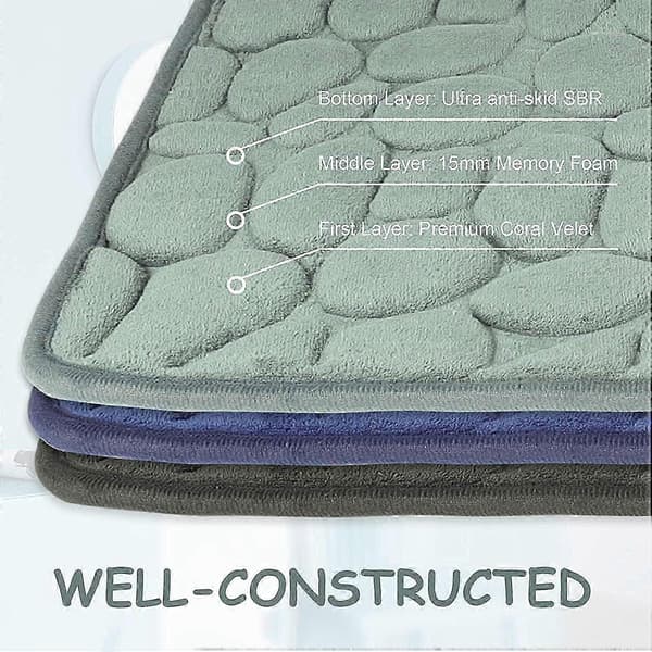 Sklisikker badematte i memory foam, absorberende maskinvaskbar baderomsmatte, dusjmatte for bad,