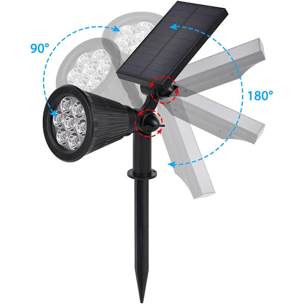 Utendørs solcelle spotlights, 7 LED utendørs solcelle hagelys, dress