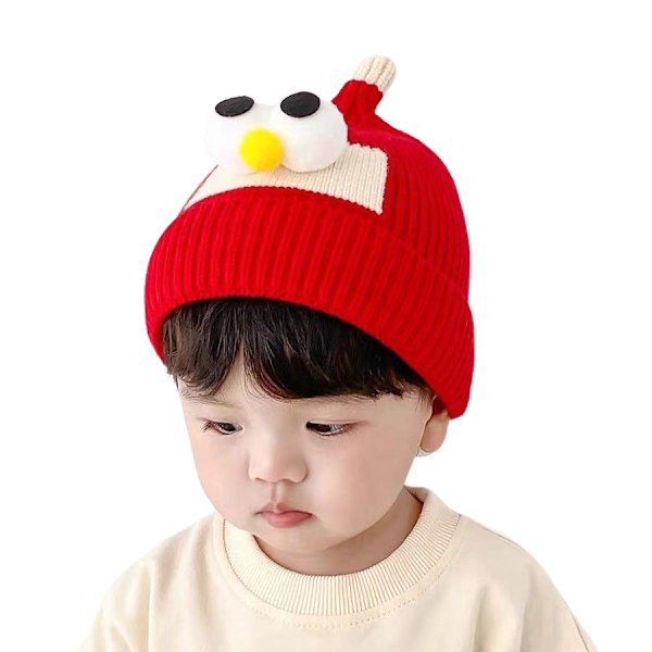 /#/Baby strikket lue, egnet for 0-2 år gammel, rød/#/