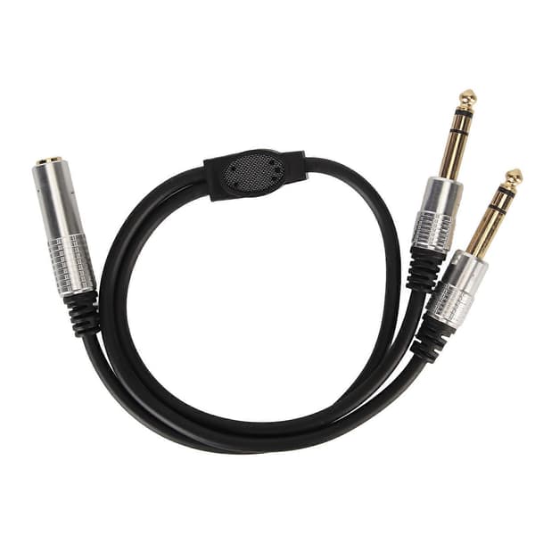 6,35 mm Splitter Y-kabel Mono Hun til Dobbelt Han 1/4 Tommer Splitterledning til Forstærker Mikrofon Højttaler 0,5 m
