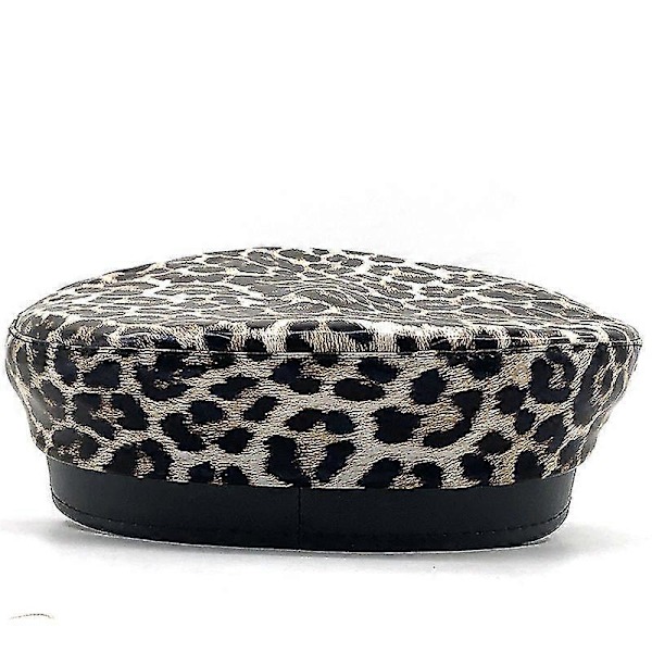 EVAGO Efterår Vinter Pu Beret Hatte Til Kvinder Franske Bereter Kvinde Leopard Print Bereter Sorte Bereter Med Justerbart Reb