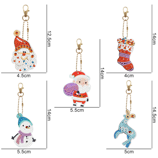 ##/5-pack DIY Diamantmålning Nyckelringar till Jul##/