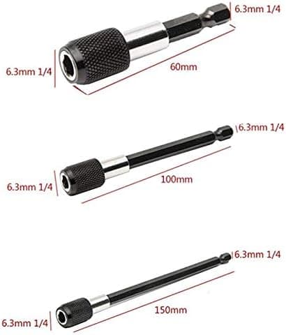 Sæt med 3 magnetiske skruetrækkerbits med sekskantet skaft 60mm 100mm 15