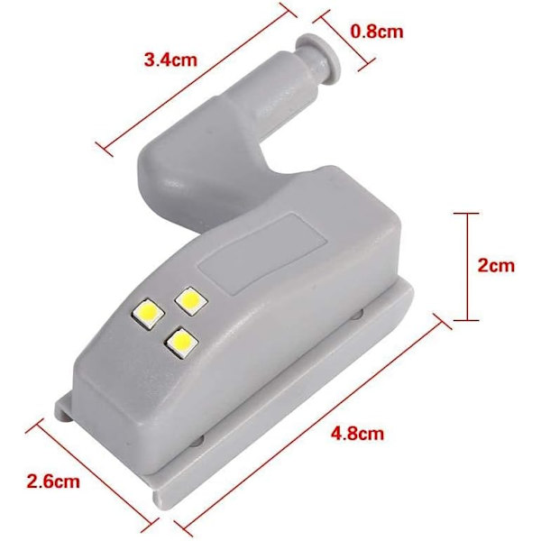10 stk LED hengsel-sensorlys for skap, kjøkken, nisje