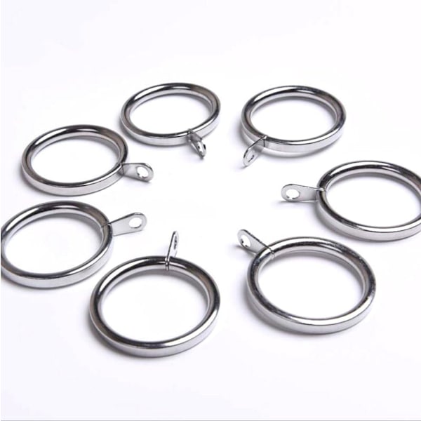 ##/20 stk. Store Sølv Metal Gardinringe med Knaphul, Hea##/