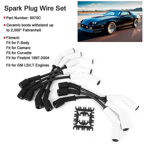 Tennpluggkabel Keramisk Hette Tenningskabel Erstatning 9070C Passer for GM LS/LT Motorer