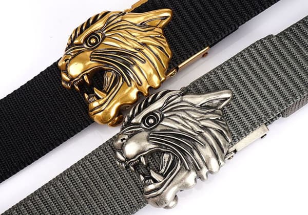 Herre Mode Guld/Sølv Tredimensionel Tiger Spænde Design Top Bælte
