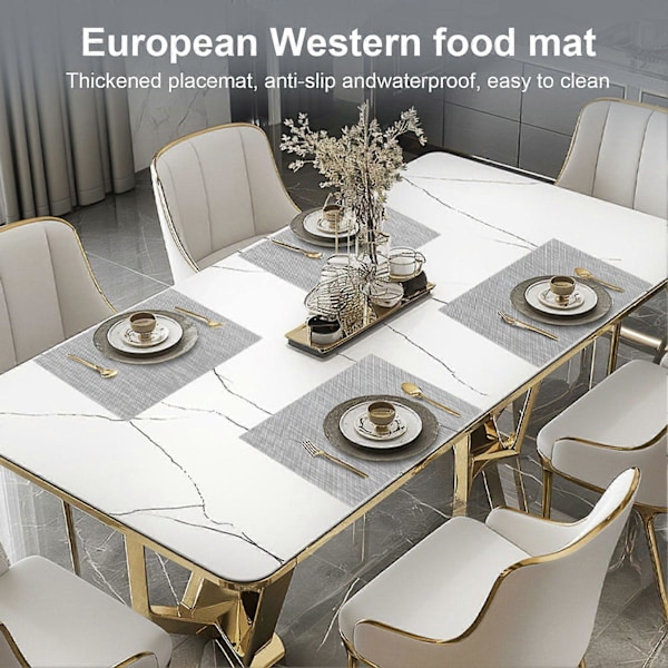 6-pack Placemats Set PVC Vävda Halkfria Bordstabletter Tvättbara Värmebeständiga Inomhus Utomhus Bordstabletter för Restaurangbord 30x45cm C