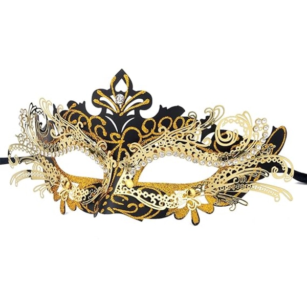 Venetiansk maske (svart gull), for maskeradeball og kostyme, for kvinner