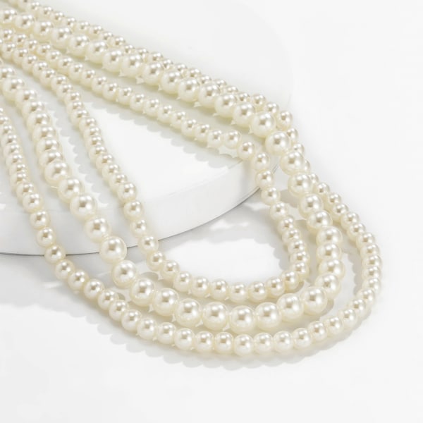 Pearl necklace temperament three layers wear pearl sweater chain