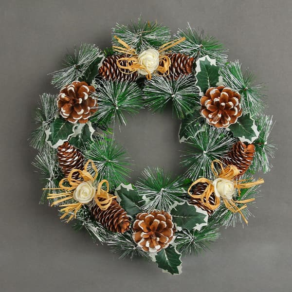 Julekrans med Vinranker Simulert Furu Konglekrans 30x30cm