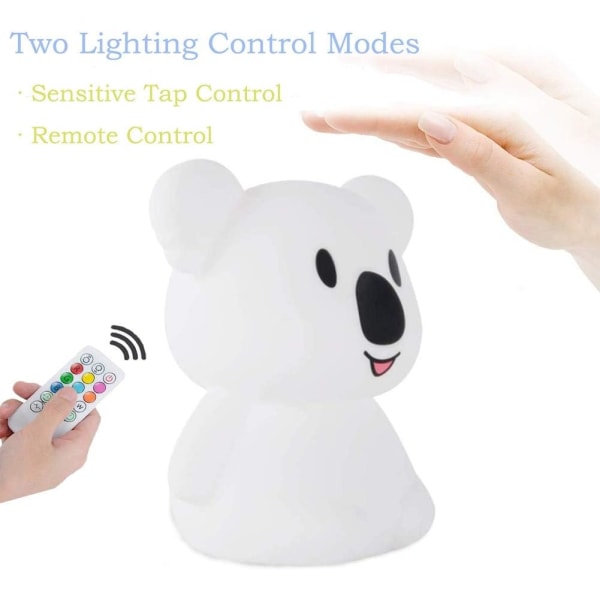 Nattlys for barn, berøringslys LED nattlampe, 9 farger USB Recha