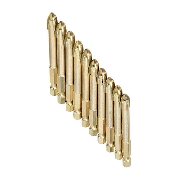 Triangulära Vridna Borr Stålkarbid Hex Skaft Korsborr för Keramiska Plattor (8mm 10st)