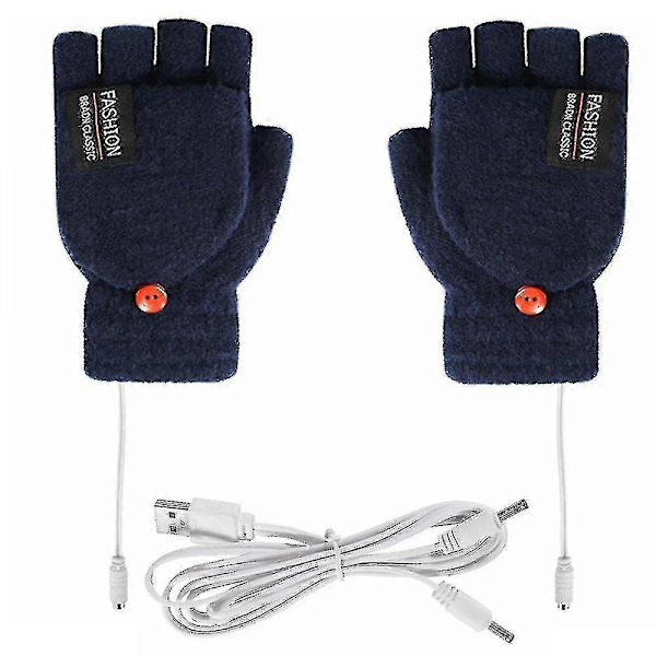 Elektriska Värmehandskar Termiska USB-laddningshandskar Uppvärmda Vantar-shry Navy Blue